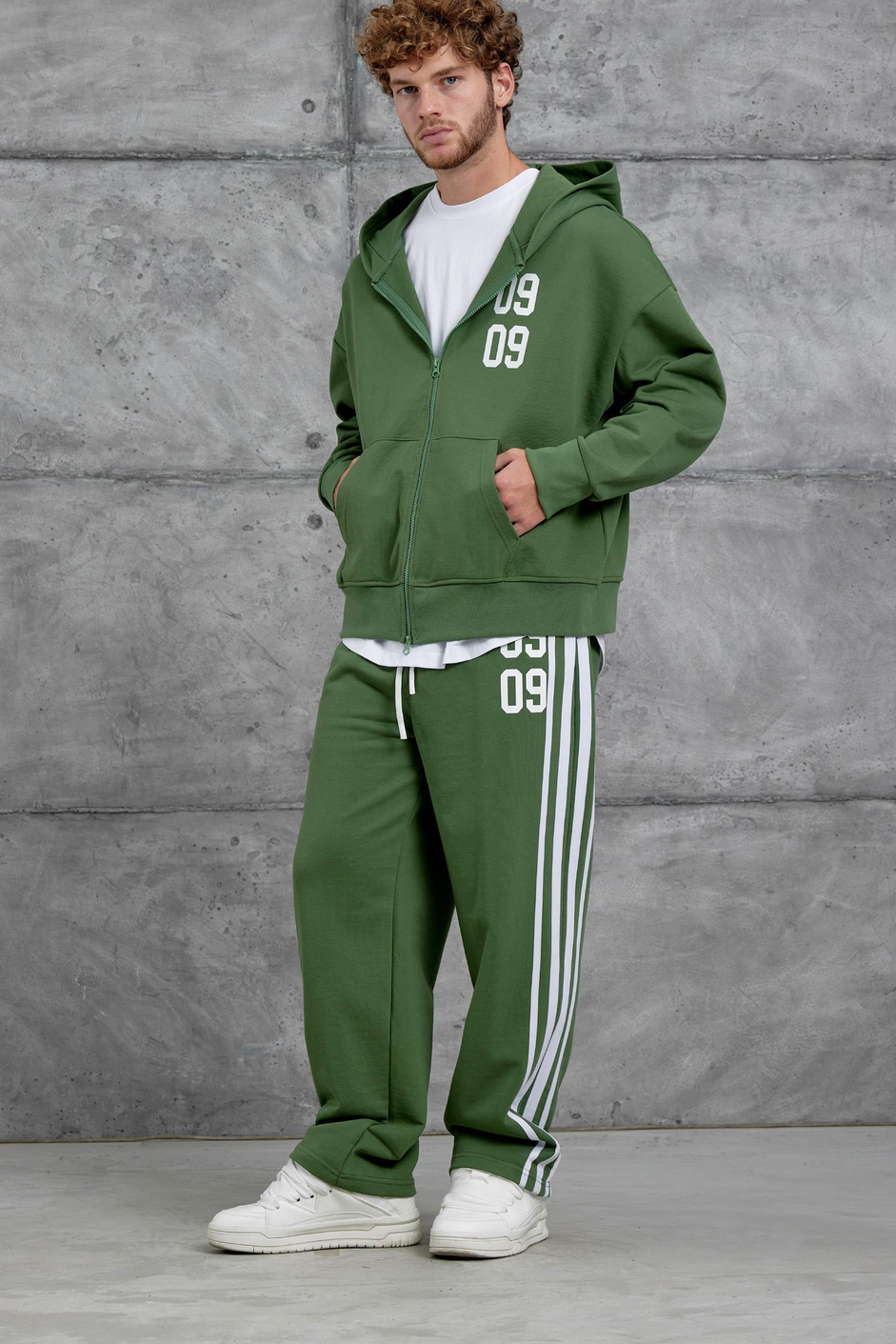 Yeşil 0909 Baskılı Oversize Eşofman Takımı