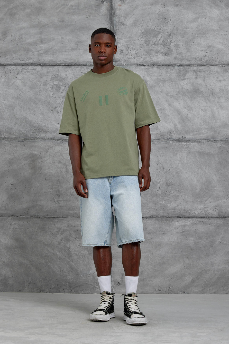 Yeşil 11 Thinking Baskılı Oversize Tshirt