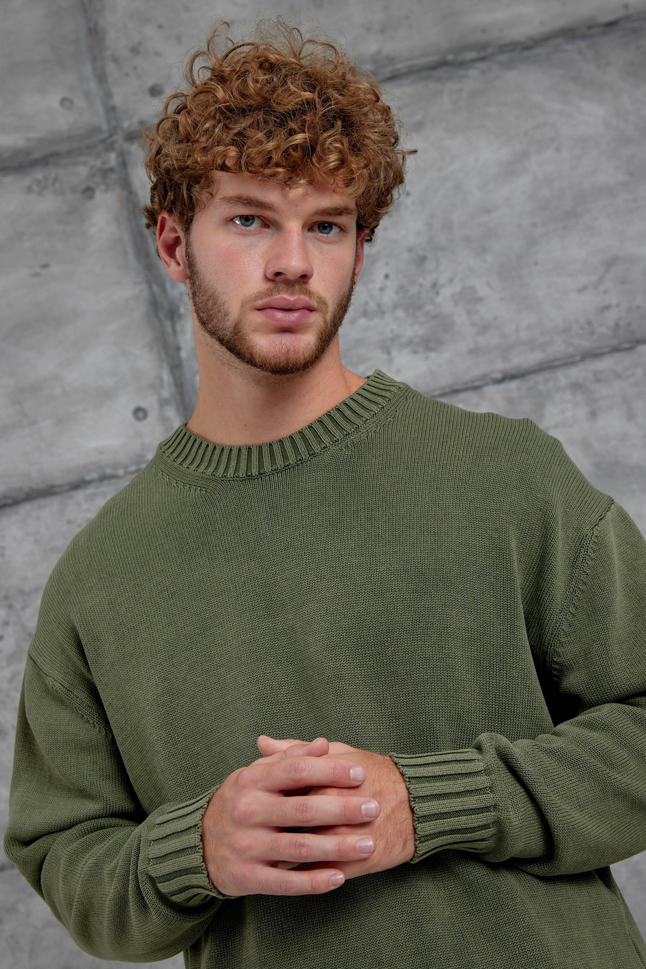 Yeşil 251 Oversize Yıkamalı Örme Triko