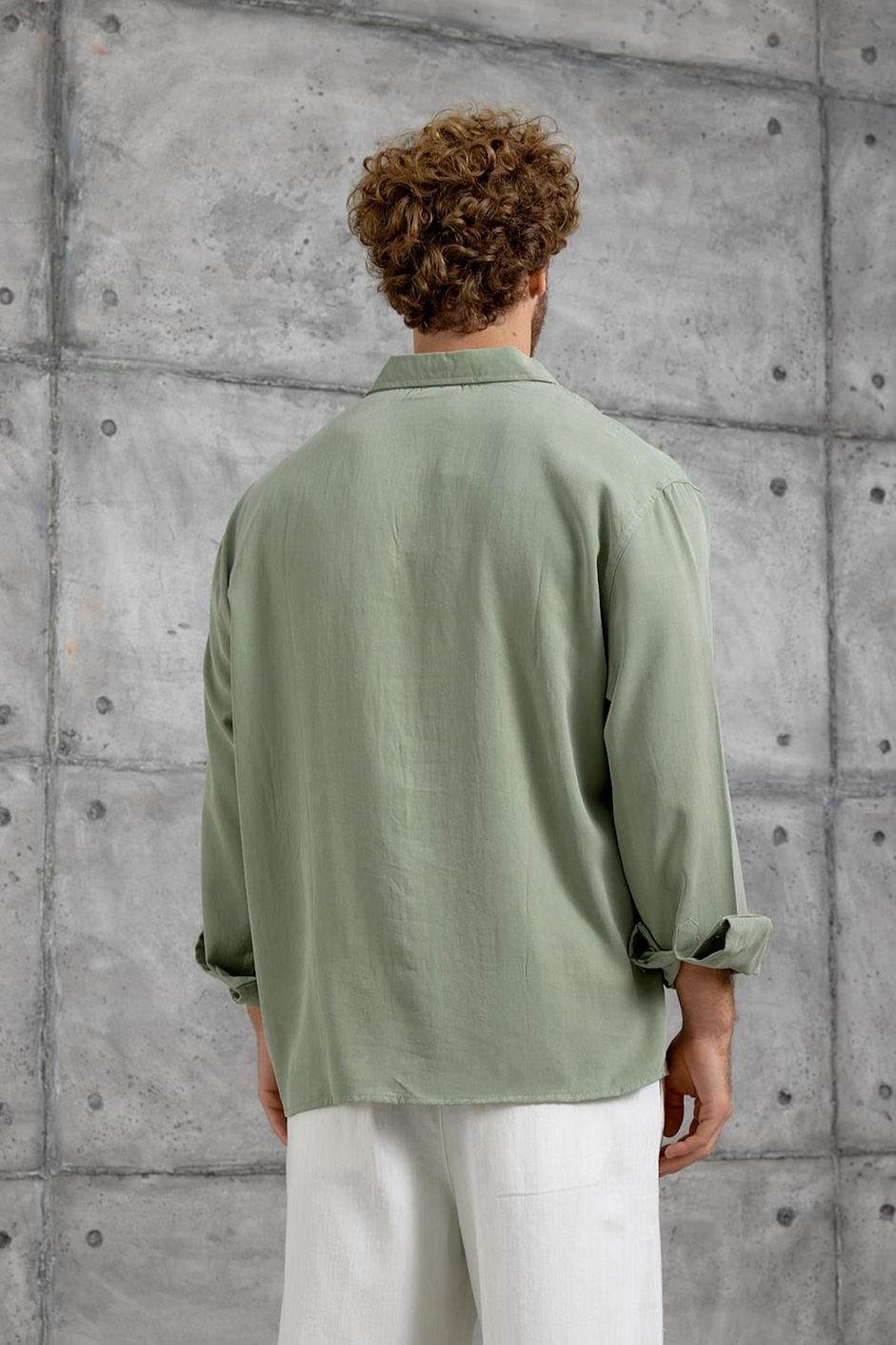 Yeşil 251 ŞEKİL BASKILI OVERSIZE GÖMLEK