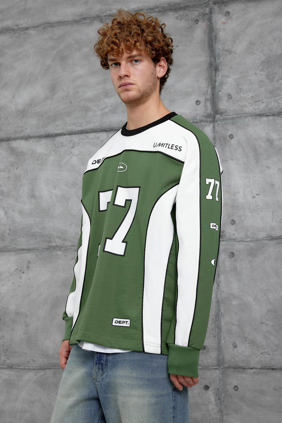 Yeşil 77 NUMARA OVERSİZE SWEATSHİRT