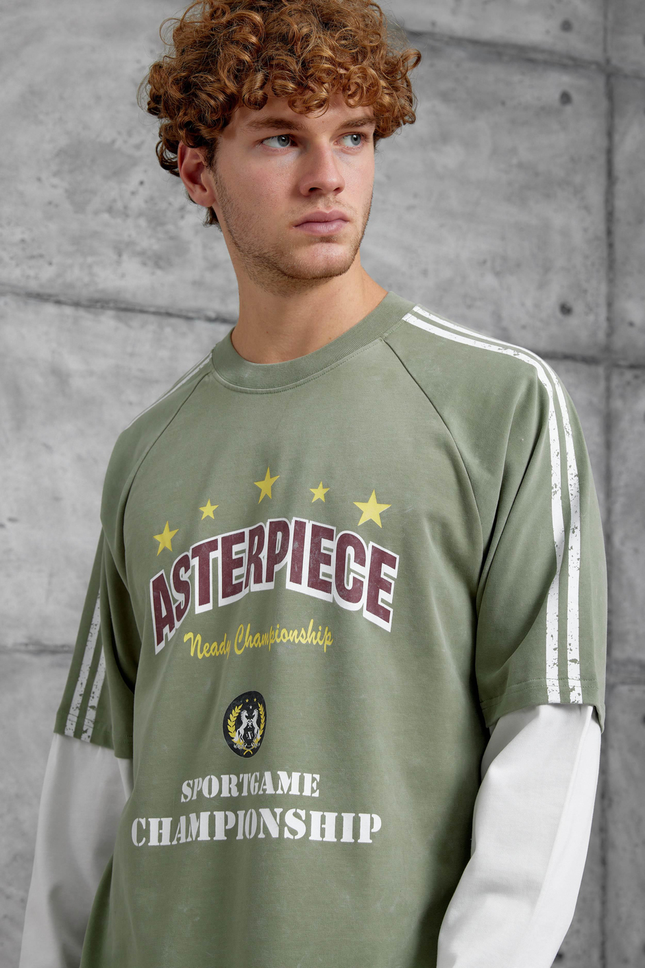Yeşil ASTERPİECE BASKILI OVERSİZE SWEATSHIRT
