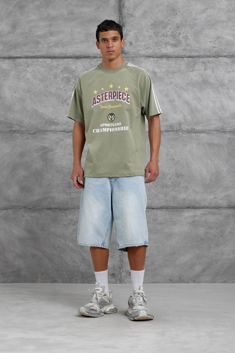 Yeşil Asterpiece Yazılı Oversize Tshirt