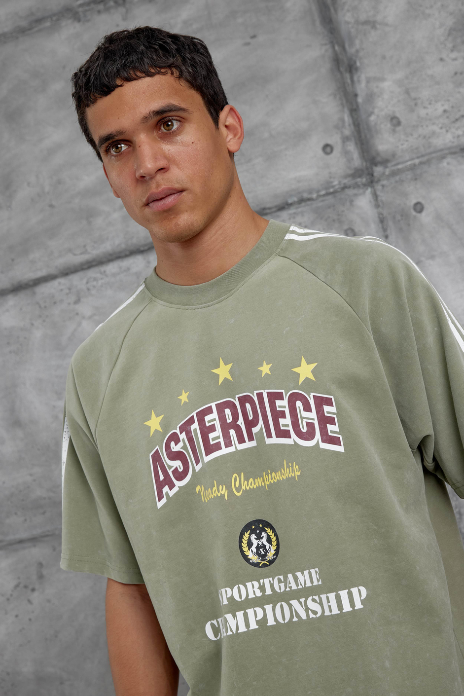Yeşil Asterpiece Yazılı Oversize Tshirt