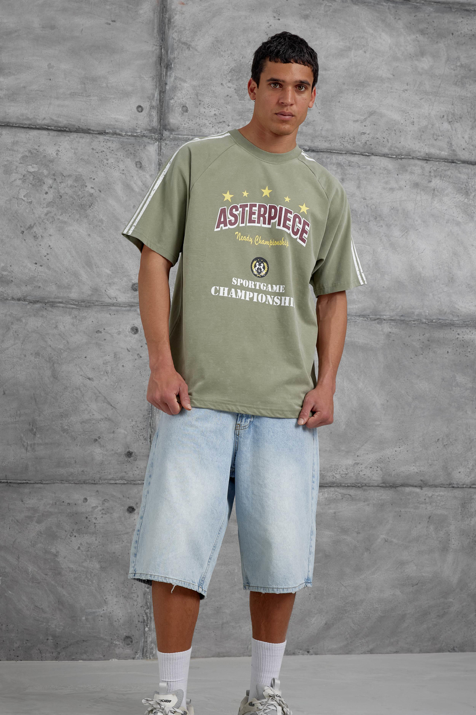 Yeşil Asterpiece Yazılı Oversize Tshirt