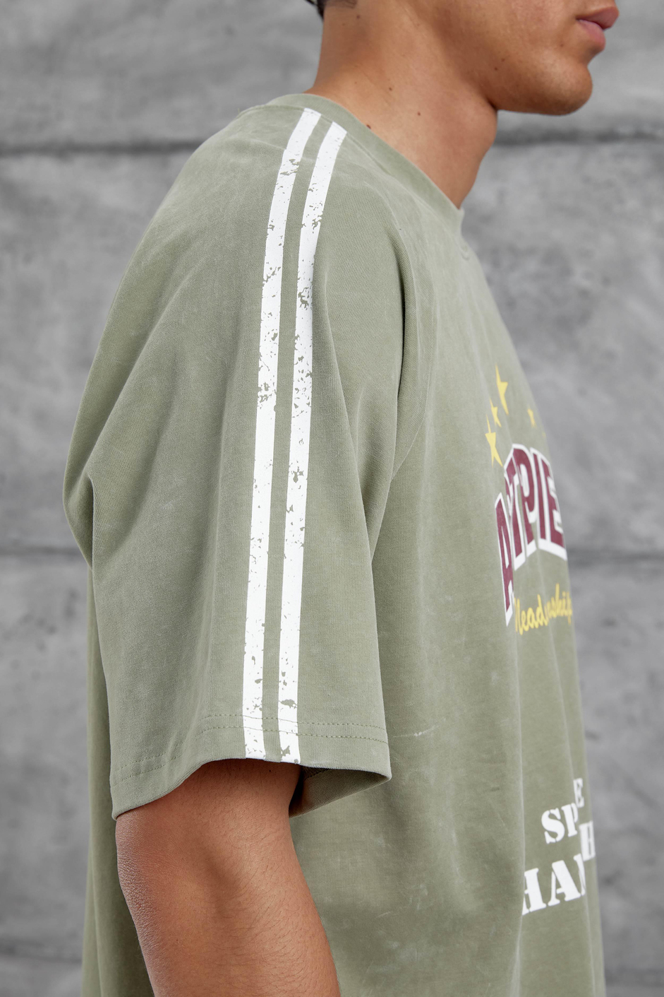 Yeşil Asterpiece Yazılı Oversize Tshirt