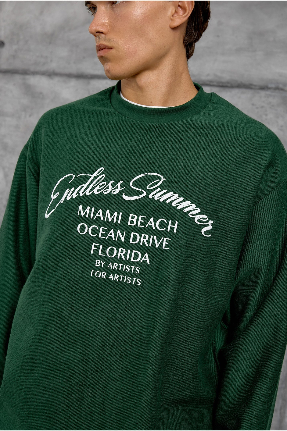 Yeşil BASKILI DOKUMA KUMAŞ SWEATSHIRT