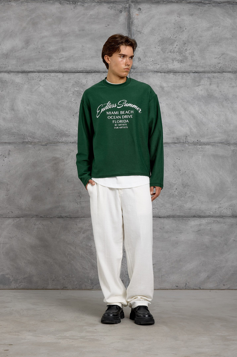 Yeşil BASKILI DOKUMA KUMAŞ SWEATSHIRT