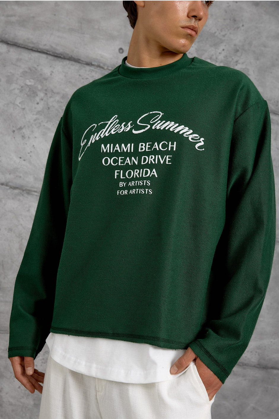 Yeşil BASKILI DOKUMA KUMAŞ SWEATSHIRT