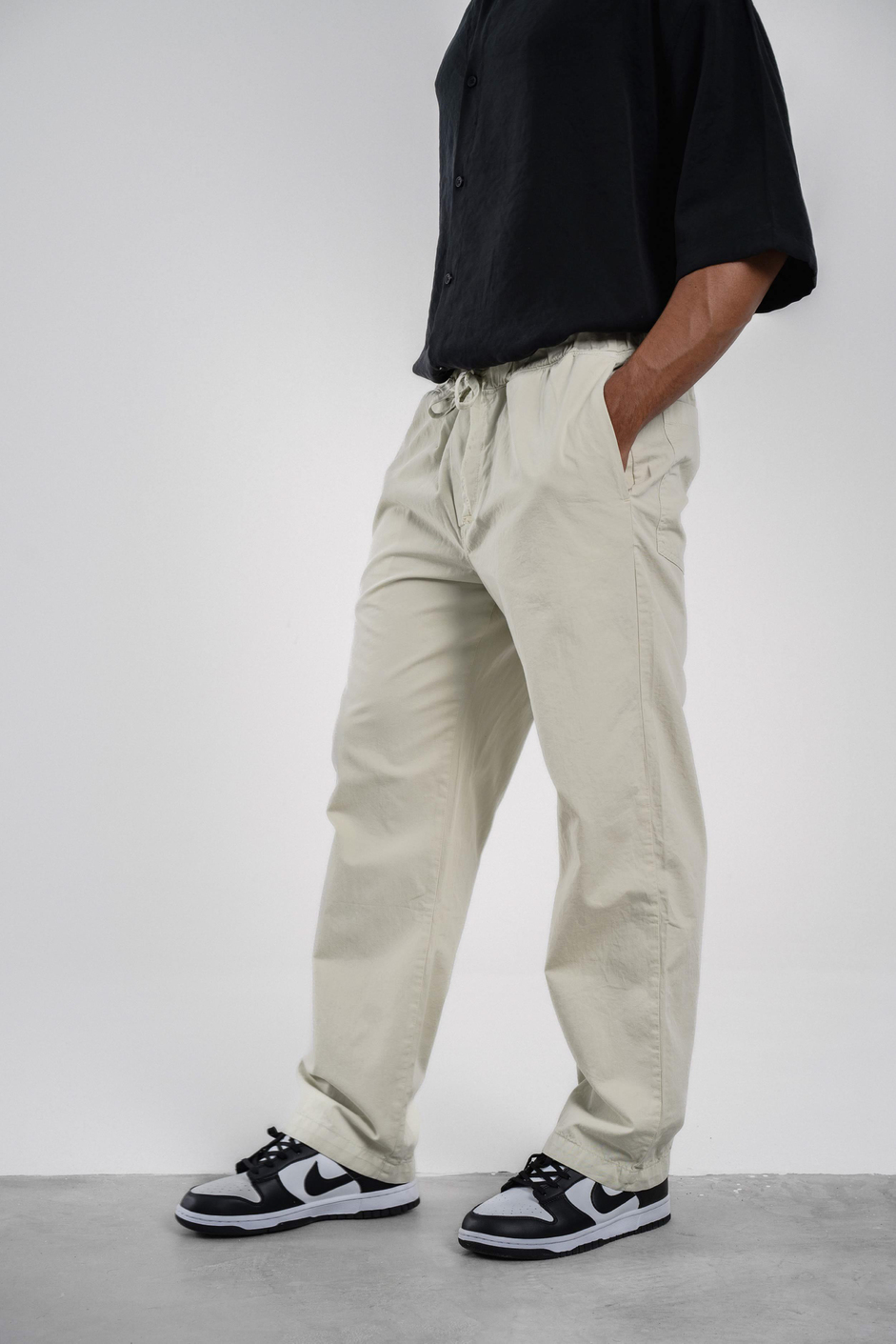 Yeşil Bol Kesim Gabardin Pantolon