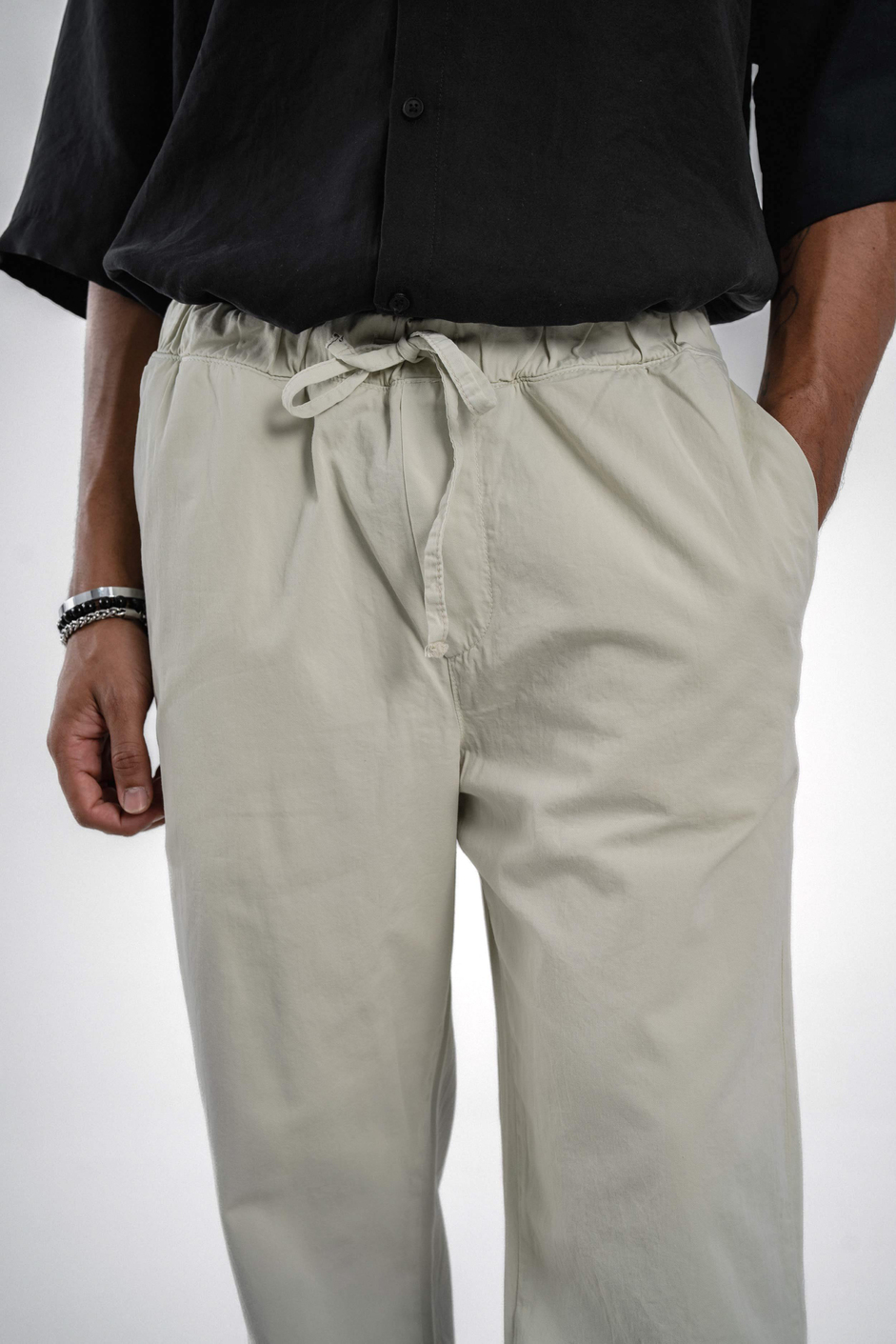 Yeşil Bol Kesim Gabardin Pantolon