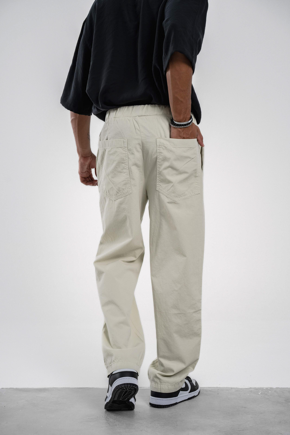 Yeşil Bol Kesim Gabardin Pantolon