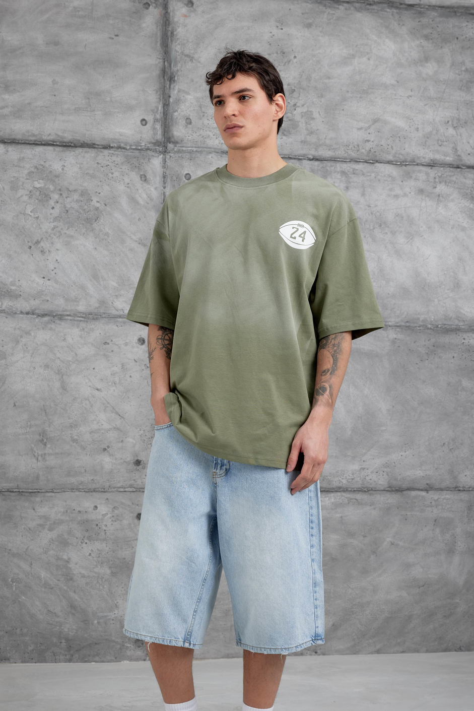 Yeşil Canfield Card Yazılı Oversize Tshirt