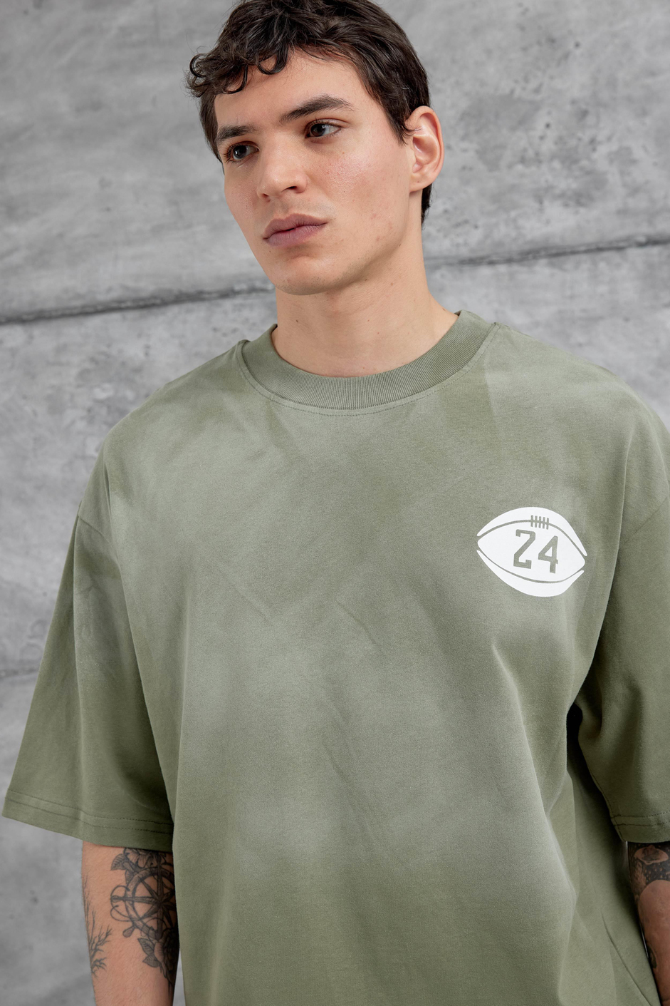 Yeşil Canfield Card Yazılı Oversize Tshirt