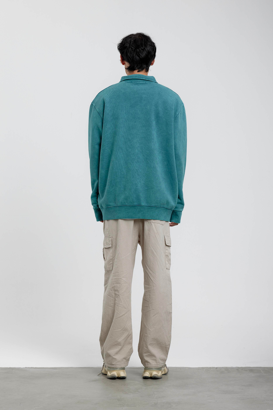 Yeşil Cebi Brand Yazılı Yakası Fermuarlı Sweatshirt