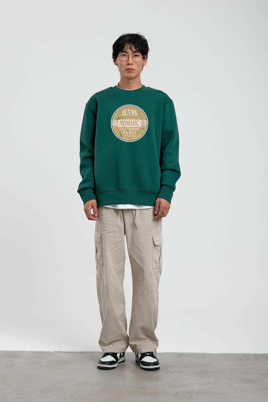 Yeşil Daire Baskılı Sweatshirt