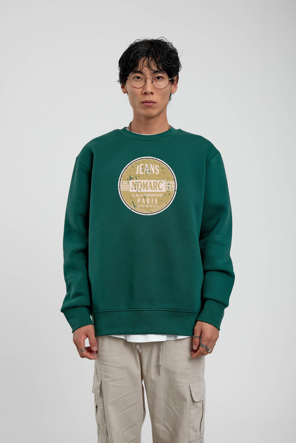 Yeşil Daire Baskılı Sweatshirt