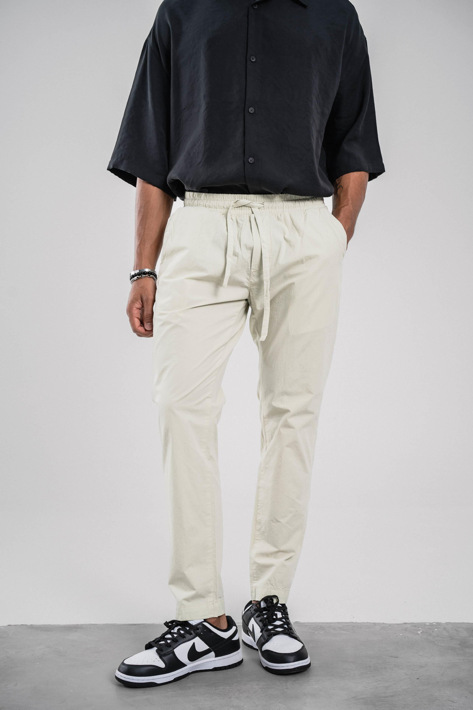 Yeşil Dar Paça Boyfriend Fit Gabardin Pantolon