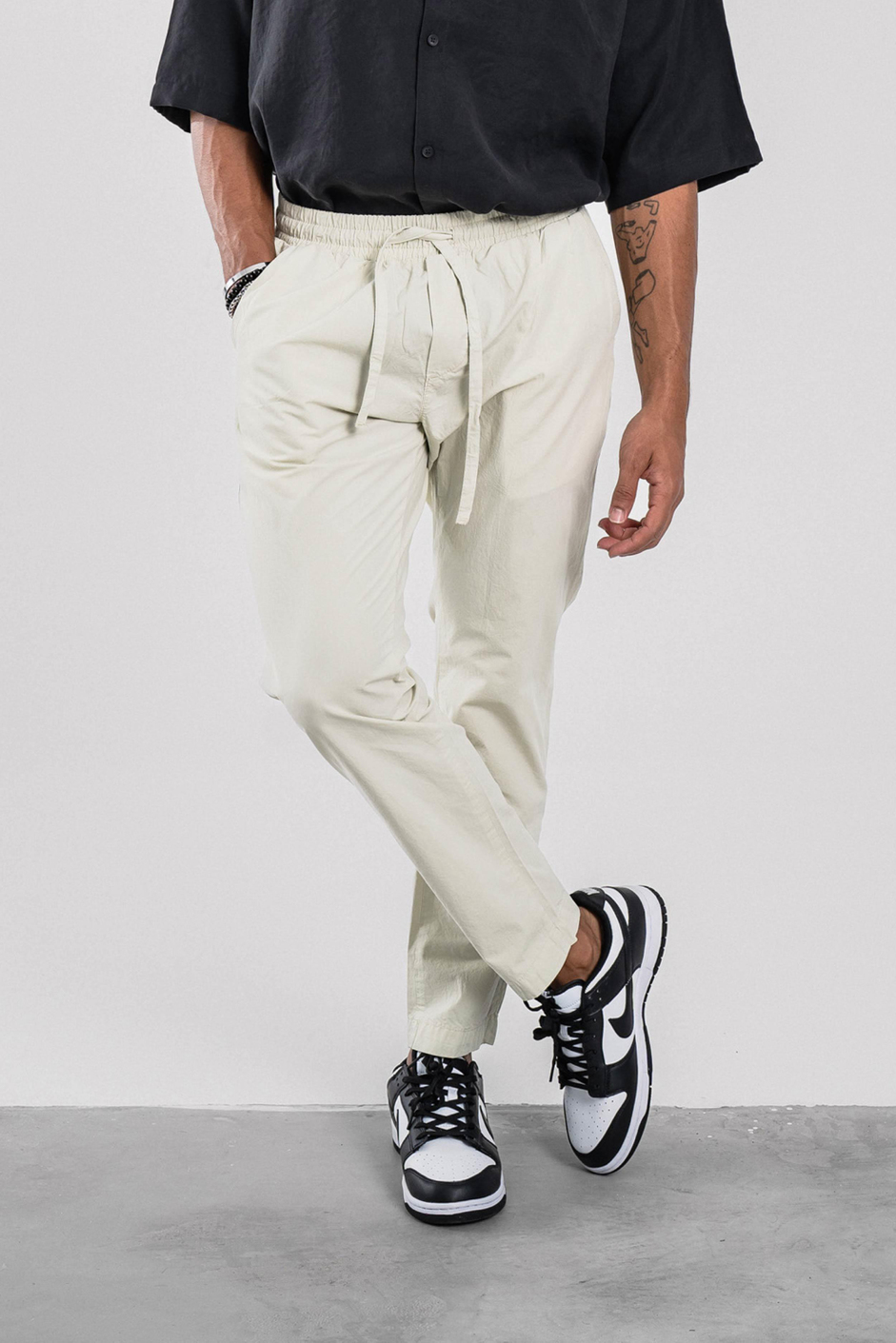 Yeşil Dar Paça Boyfriend Fit Gabardin Pantolon