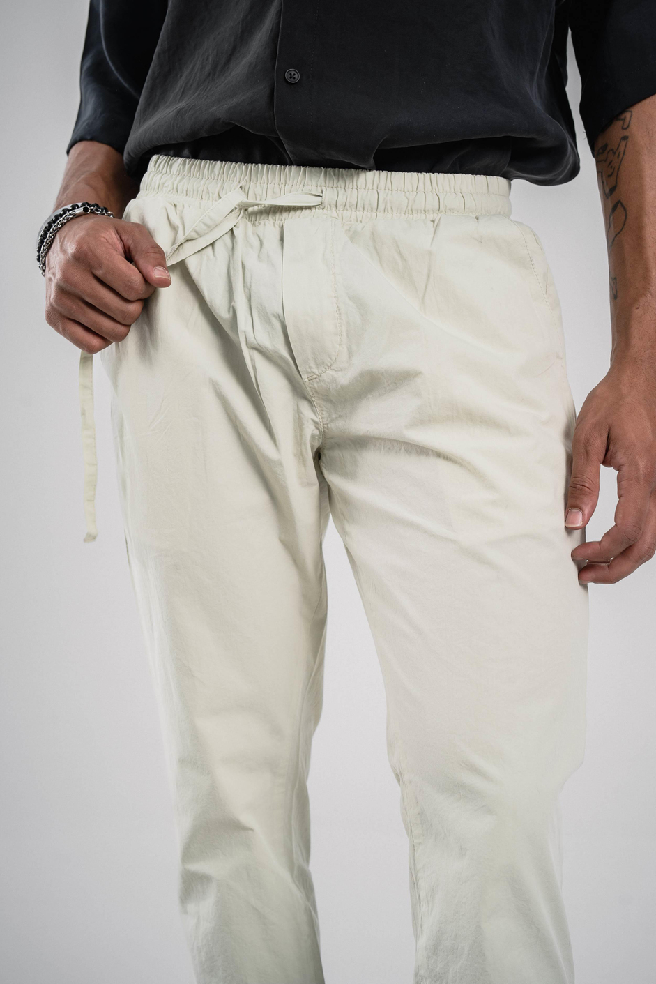 Yeşil Dar Paça Boyfriend Fit Gabardin Pantolon