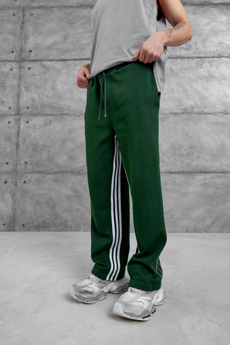 Yeşil Dikiş Detaylı Baggy Eşofman Altı