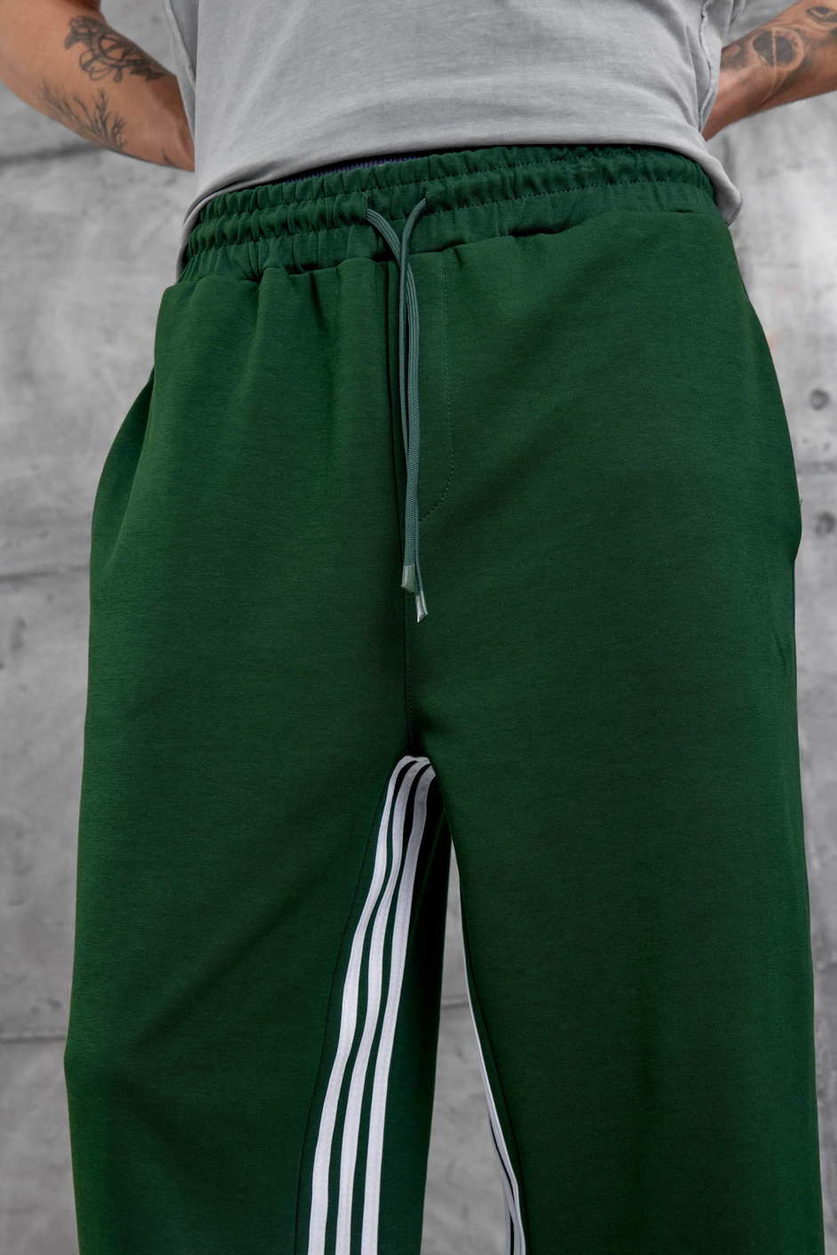 Yeşil Dikiş Detaylı Baggy Eşofman Altı