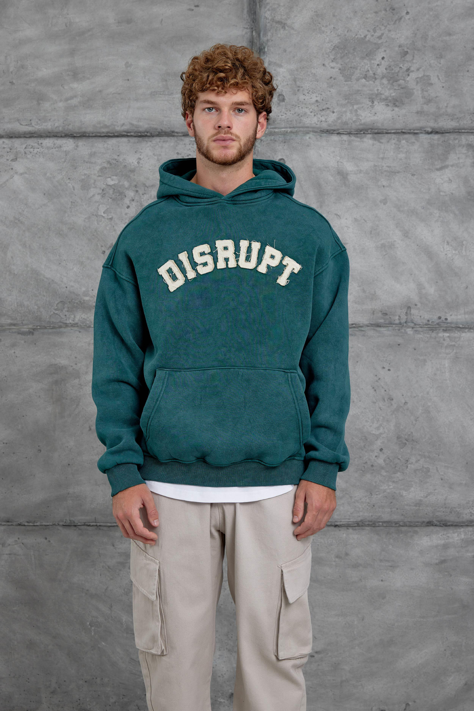 Yeşil Disrupt Yazılı Şardonlu Oversize Sweatshirt