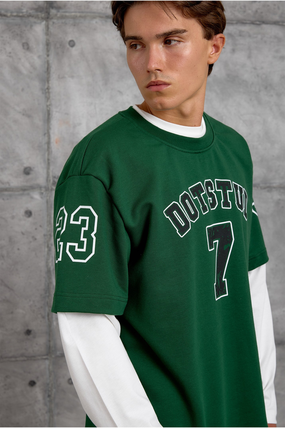Yeşil DOTSTUD 7 BASKILI OVERSIZE SWEATSHIRT