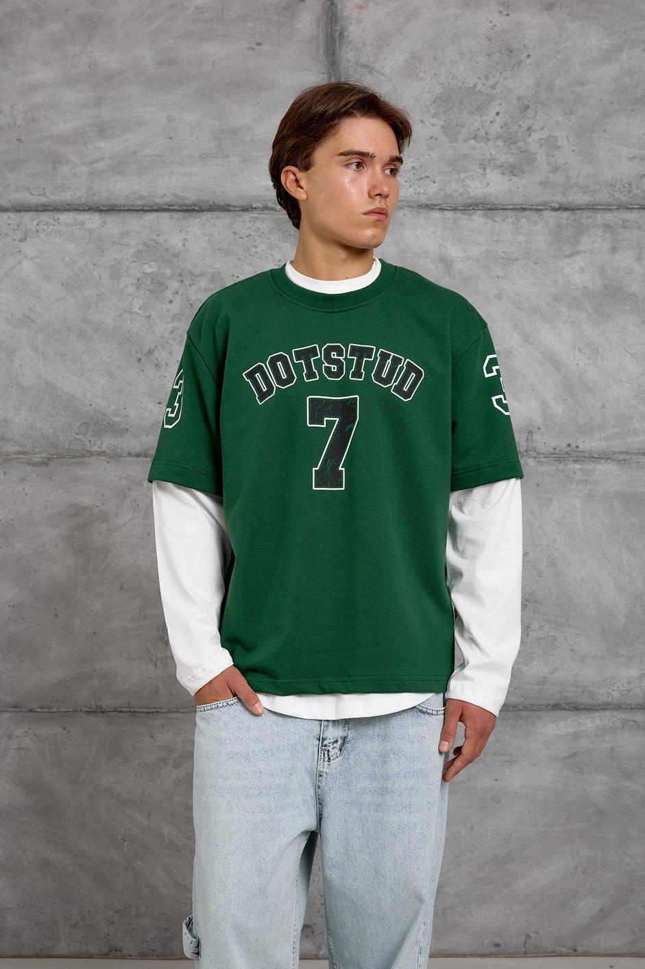 Yeşil DOTSTUD 7 BASKILI OVERSIZE SWEATSHIRT