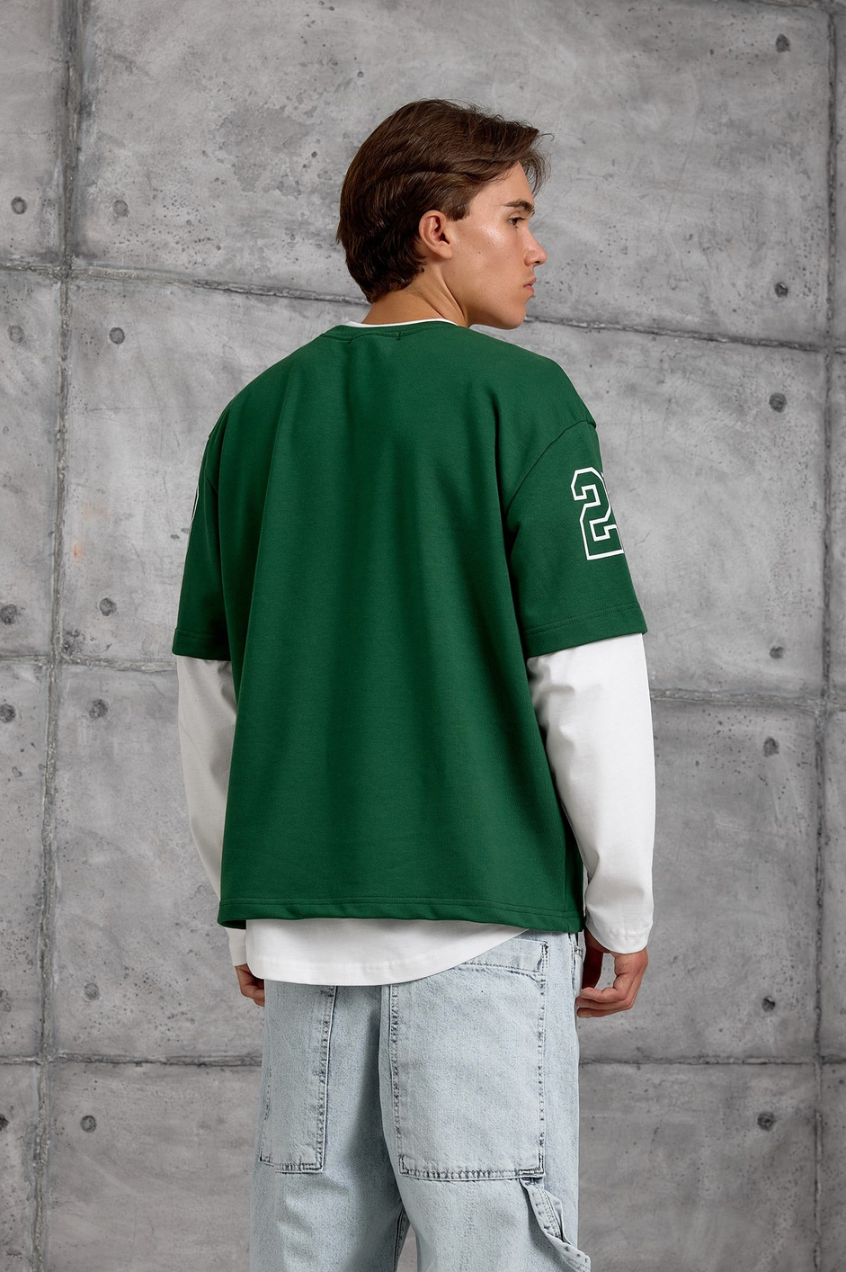 Yeşil DOTSTUD 7 BASKILI OVERSIZE SWEATSHIRT