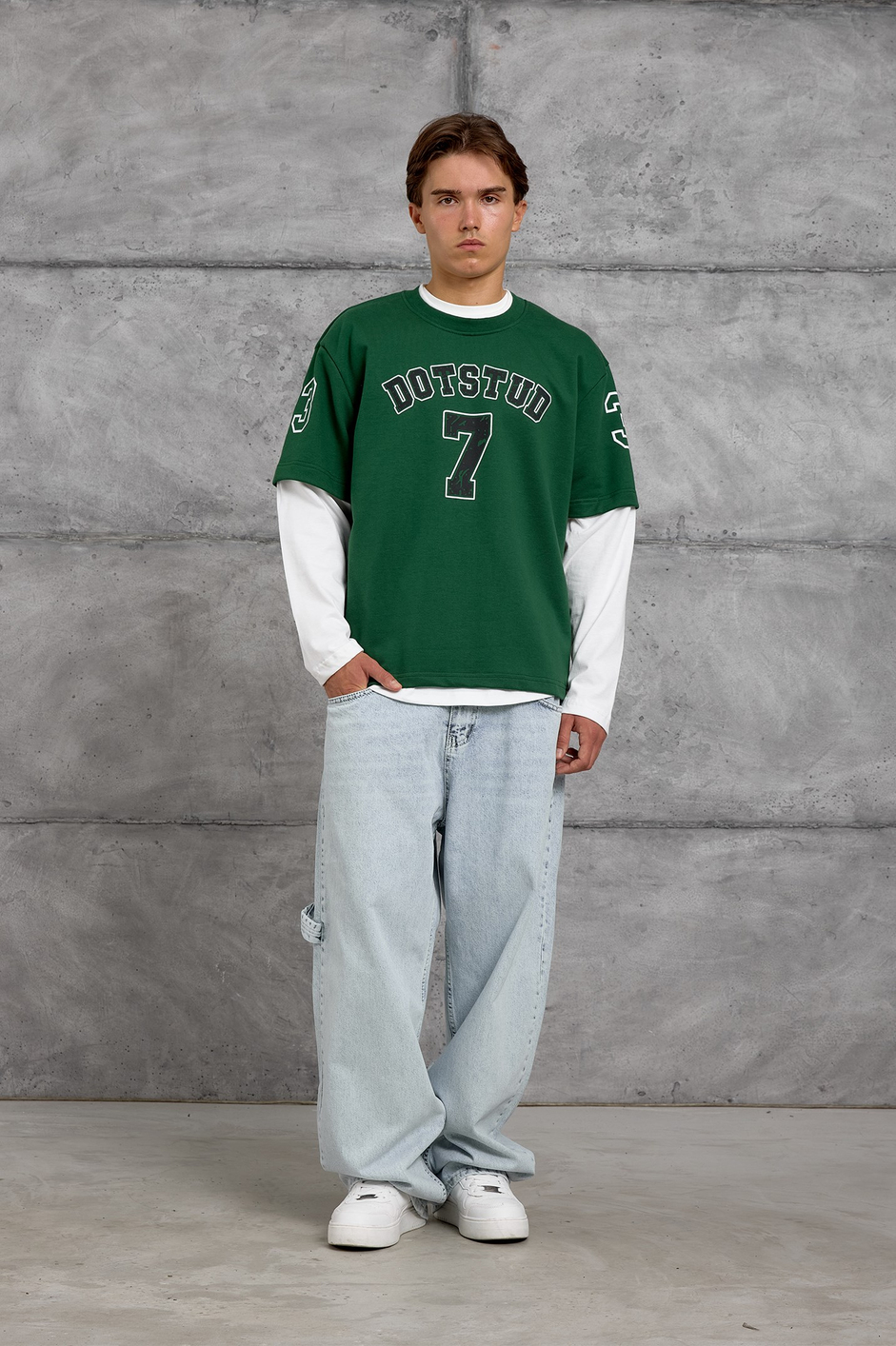 Yeşil DOTSTUD 7 BASKILI OVERSIZE SWEATSHIRT