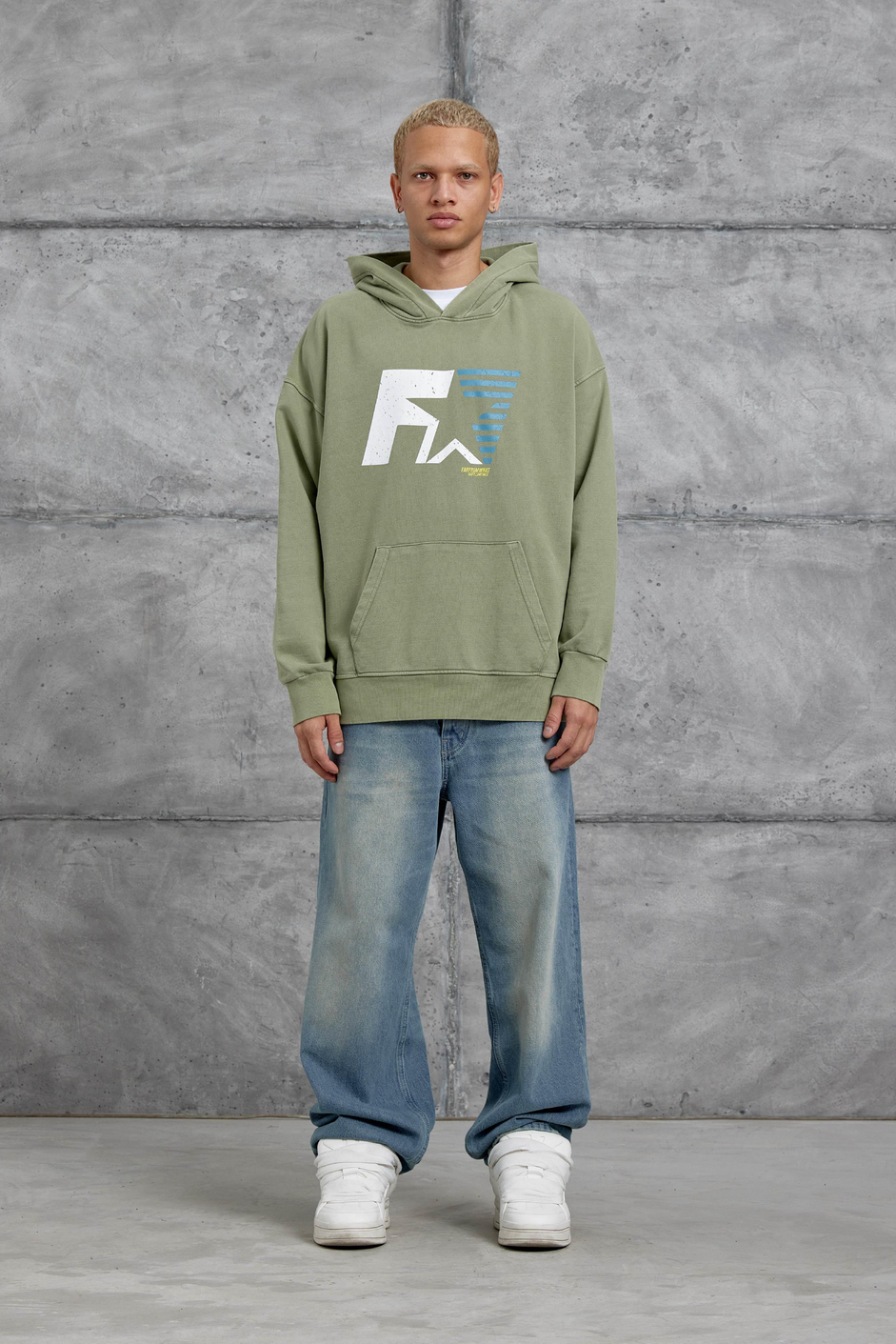 Yeşil F1 BASKILI KAPÜŞONLU OVERSİZE SWEATSHİRT