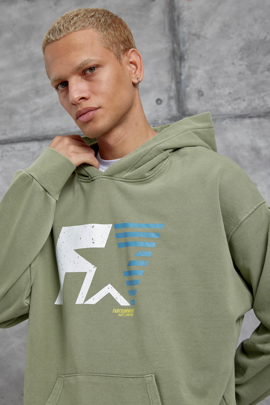 Yeşil F1 BASKILI KAPÜŞONLU OVERSİZE SWEATSHİRT