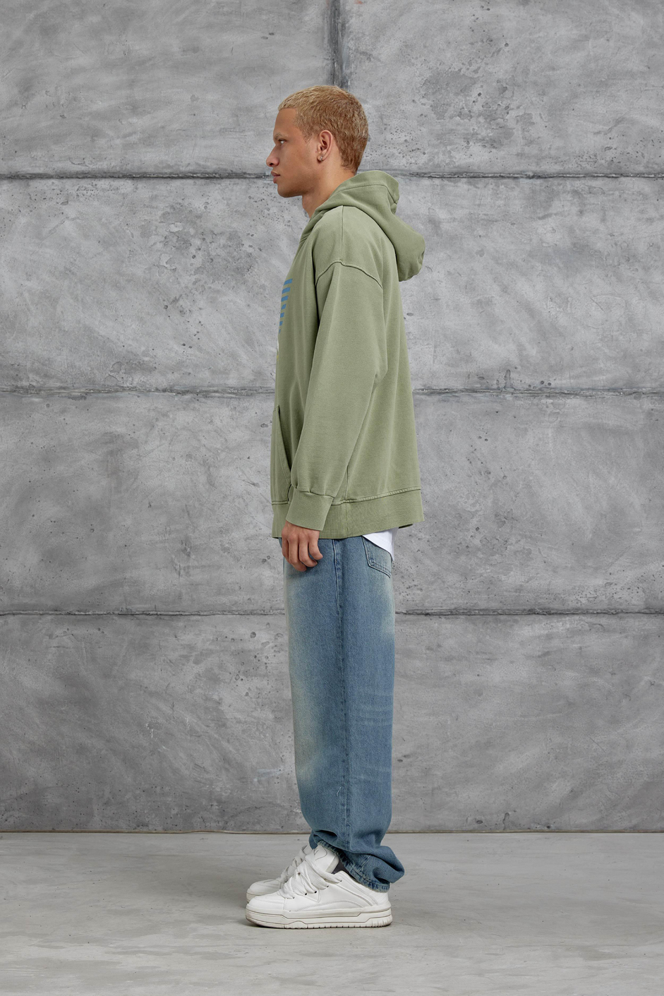 Yeşil F1 BASKILI KAPÜŞONLU OVERSİZE SWEATSHİRT