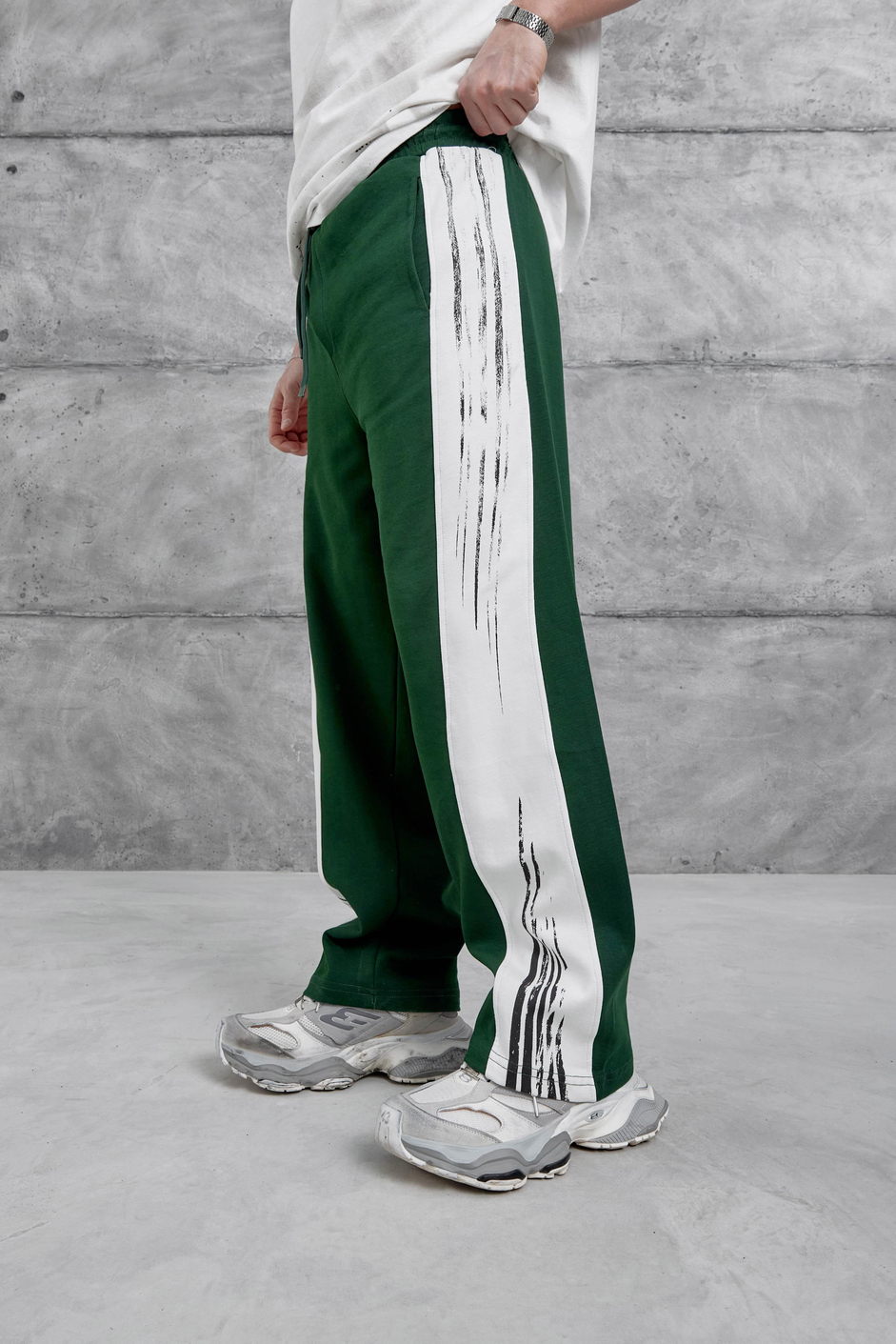 Yeşil Fırça Şeritli Baggy Eşofman