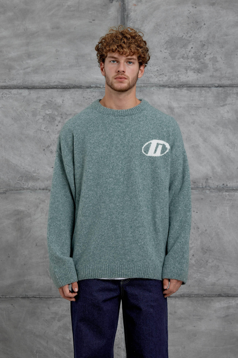 Yeşil Gst Bisiklet Yaka Oversize Triko