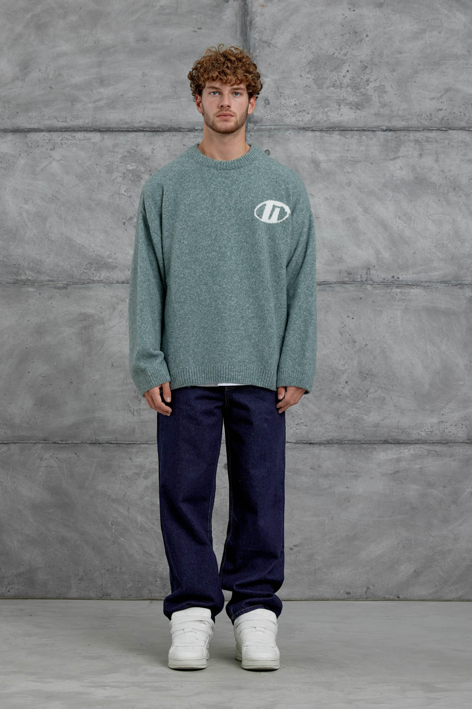 Yeşil Gst Bisiklet Yaka Oversize Triko