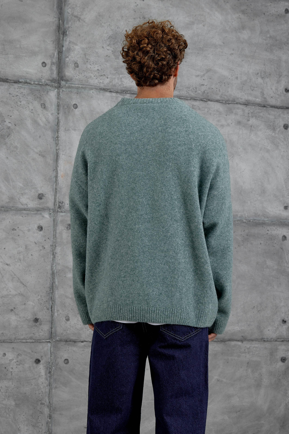 Yeşil Gst Bisiklet Yaka Oversize Triko