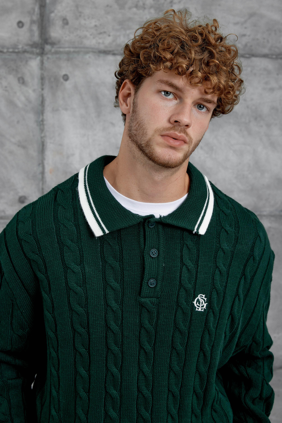 Yeşil Gst Polo Yaka Örme Oversize Triko