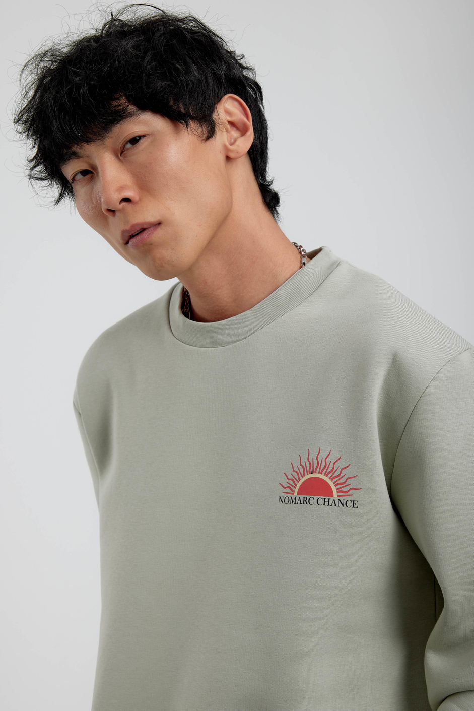 Yeşil Güneş Baskılı Sweatshirt