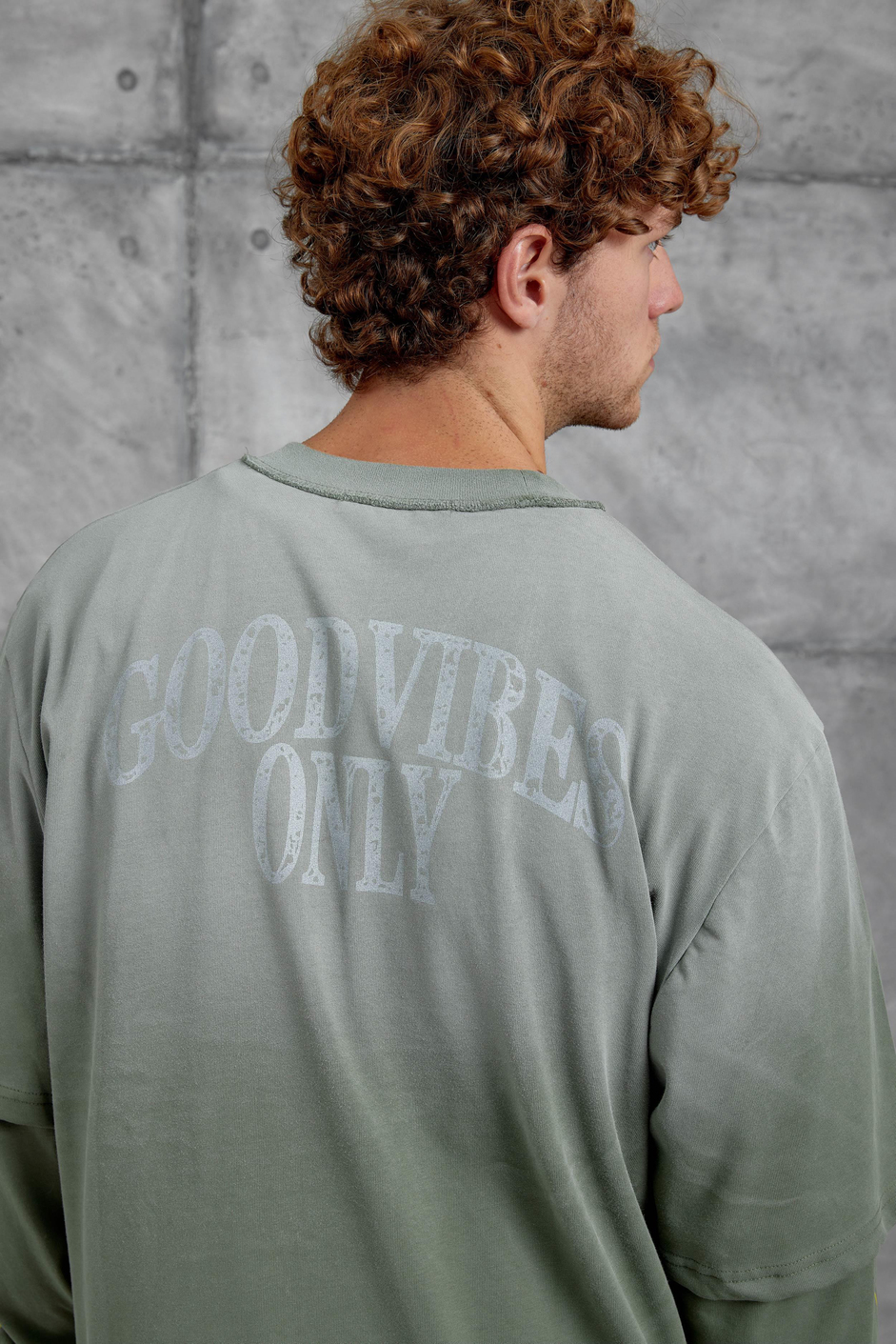 Yeşil KOLU ALEV BASKILI OVERSİZE SWEATSHIRT