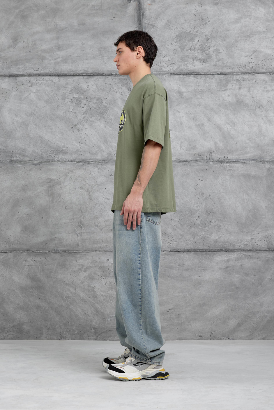 Yeşil M99 Studio Yazılı Oversize Tshirt