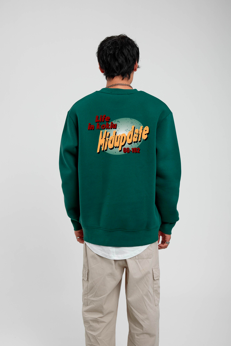 Yeşil Midupdate Baskılı Sweatshirt