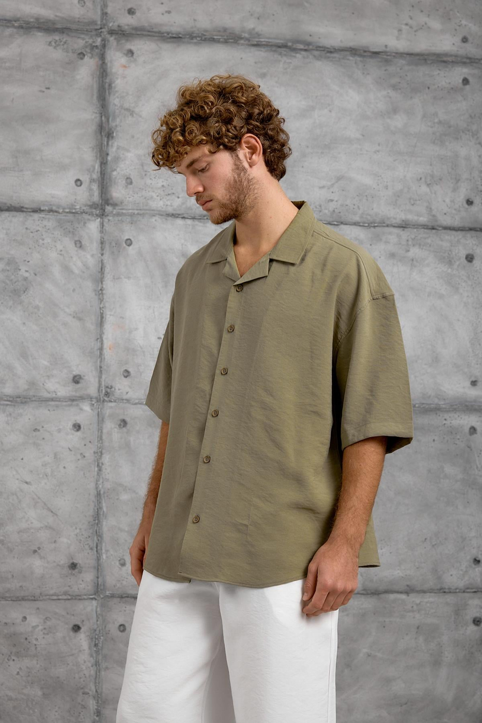 Yeşil MODAL KUMAŞ OVERSIZE GÖMLEK