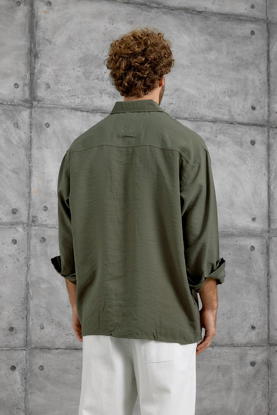 Yeşil MODAL KUMAŞ OVERSIZE GÖMLEK