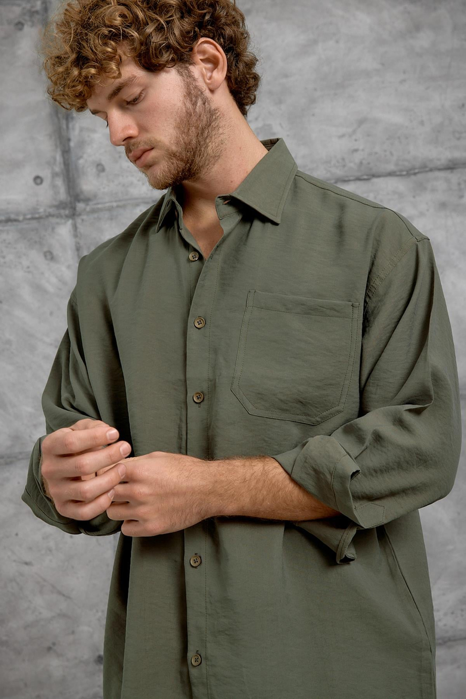 Yeşil MODAL KUMAŞ OVERSIZE GÖMLEK