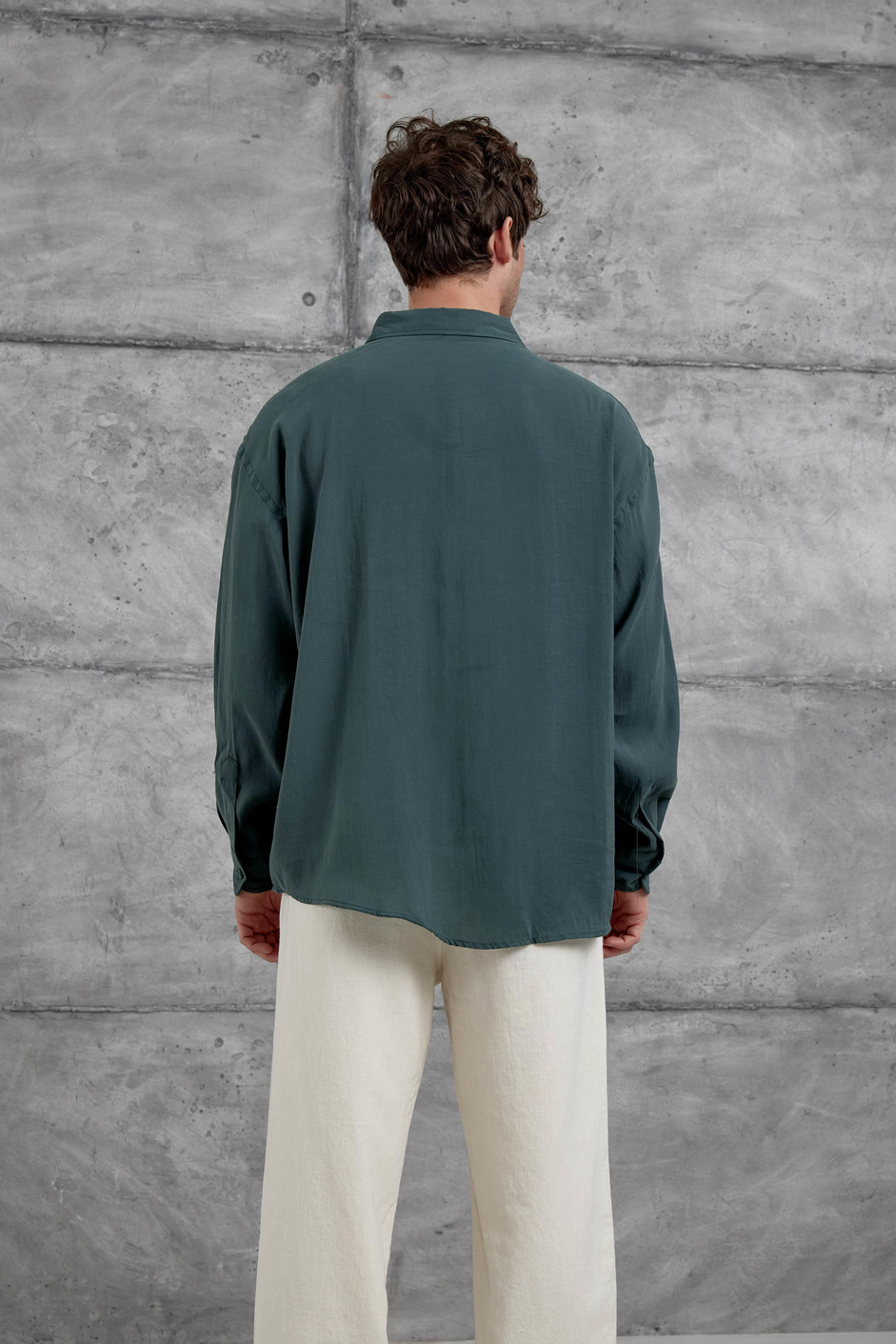 Yeşil Modal Kumaş Oversize Gömlek