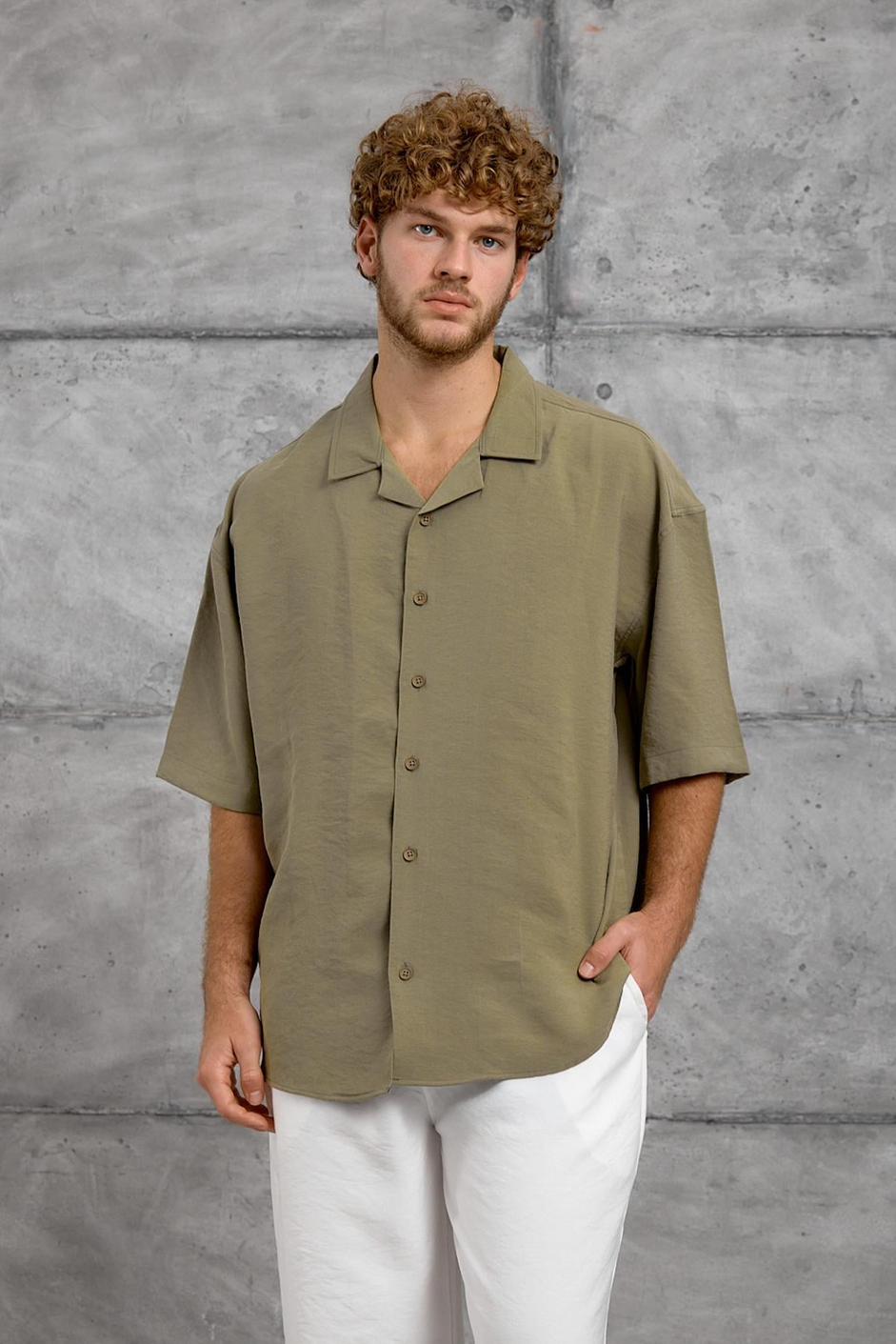 Yeşil MODAL KUMAŞ OVERSIZE GÖMLEK