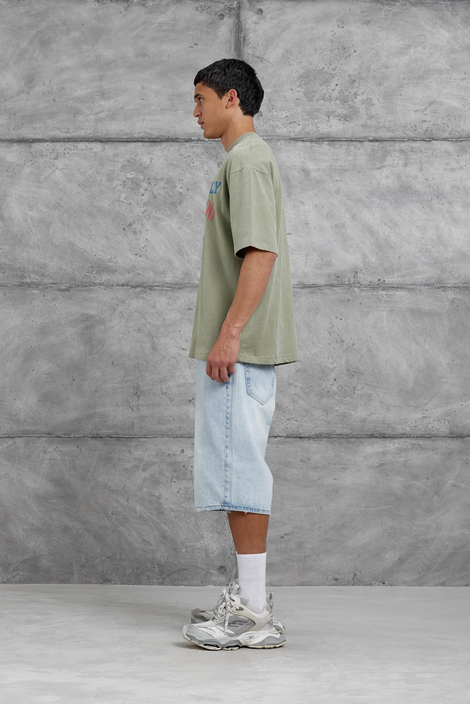 Yeşil Mrnearly Yazılı Oversize Tshirt