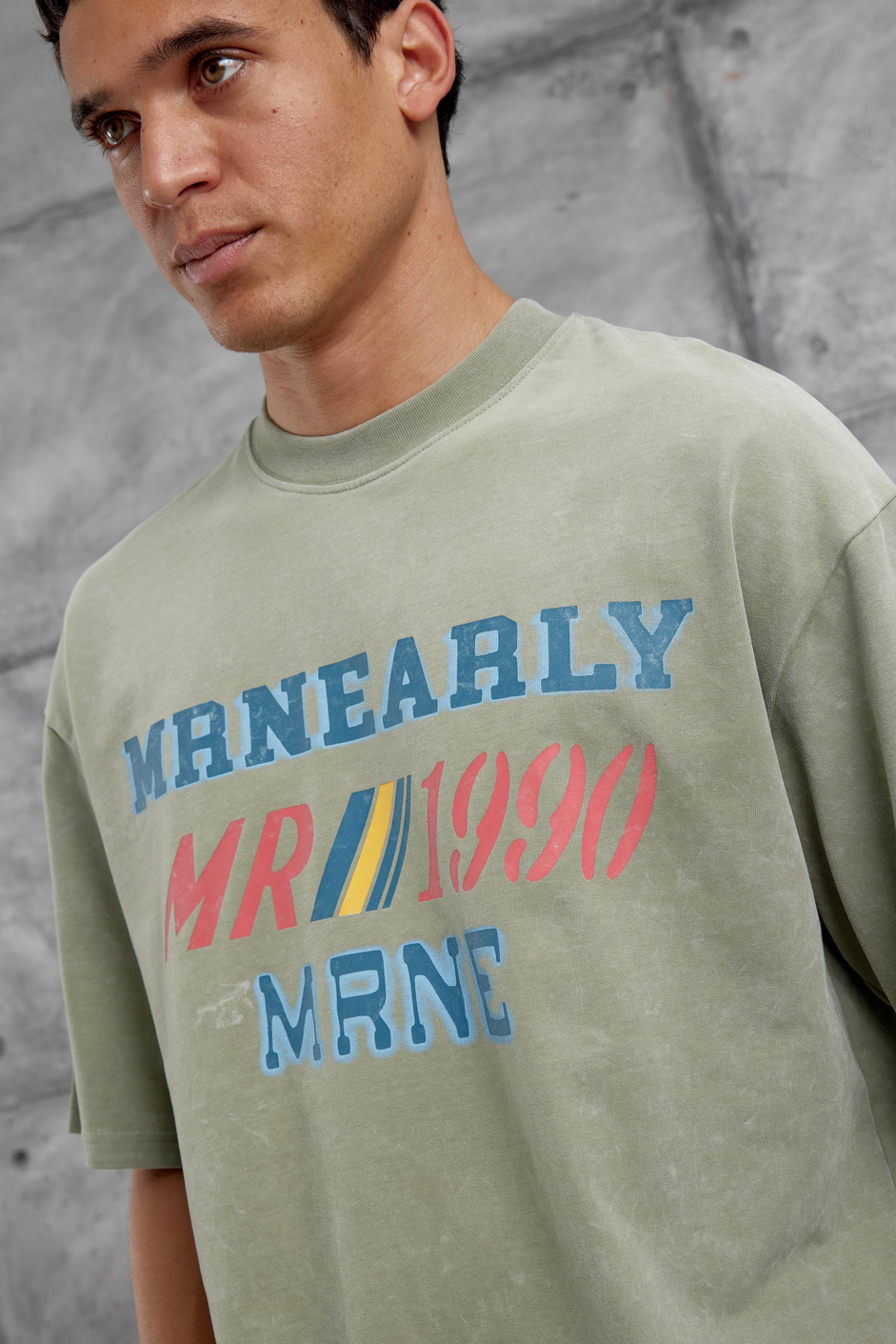 Yeşil Mrnearly Yazılı Oversize Tshirt